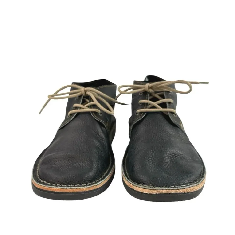 Brother Vellies Men's Black Leather Lace Up Round Toe Chukka Boots Size 9